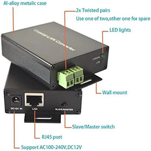 Alt view image 3 of 5 - Wekuant Ethernet Extender Kit (Pair) Over Twisted Pair/Telephone Wire/Phone line up to 2Km(6500ft) for HD Network IP Camera, Webcam