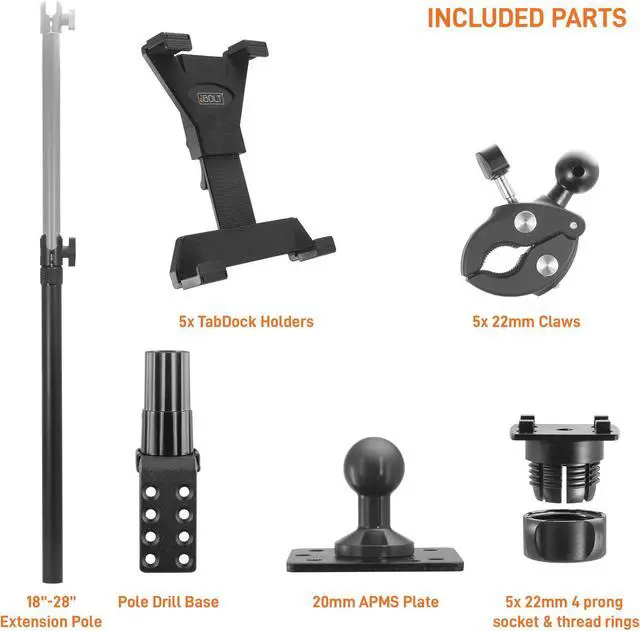 Alt view image 5 of 5 - iBOLT TabDock Point of Purchase/POS Wall Mount - with 5 Tablet Holders Perfect for Multiple delivery Applications (DoorDash, Uber eats, Postmates, etc.) Fits 7 to 10 inch Tablets