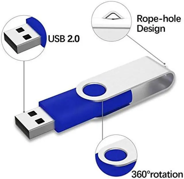 Alt view image 5 of 5 - Kexin Flash Drive 50Pcs 32GB USB Flash Drive Thumb Drive Memory Stick Pen Drive 32GB Flash Drive Swivel Jump Drive with Led Indicator - Blue