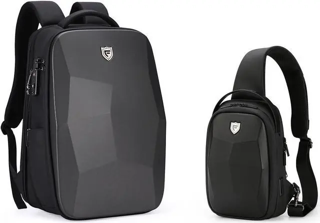 Main image of FENRUIEN 17.3 Inch Expandable Backpack, Hard Shell Sling Bag