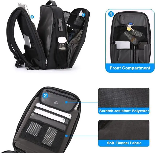 Alt view image 3 of 5 - FENRUIEN 17.3 Inch Expandable Backpack, Hard Shell Sling Bag