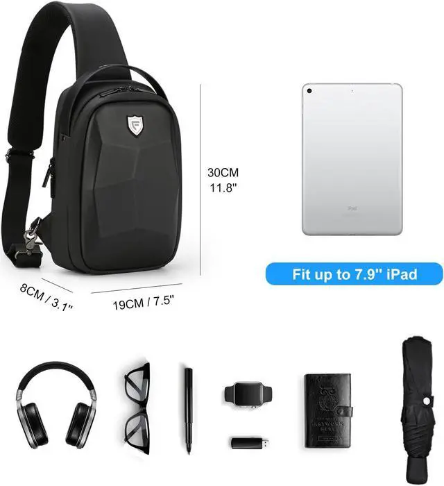 Alt view image 5 of 5 - FENRUIEN 17.3 Inch Expandable Backpack, Hard Shell Sling Bag