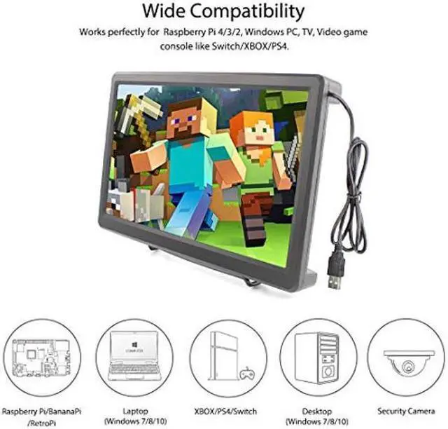 Alt view image 3 of 5 - ELECROW 10.1 Inch Touchscreen Monitor Compatible with Raspberry Pi Screen 1920X1080p IPS Monitor VGA HD Display for Laptop Jetson Nano Win PC (Touch Sceen Version)