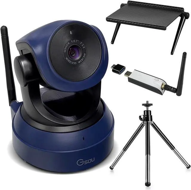 Main image of Gsou Wireless Streaming Camera, 1080P HD Webcam, USB Plug and Play for Zoom, Skype, OBS (with Mini Tripod Stand), Angle Adjustable for PC/Mac/Laptop/MacBook