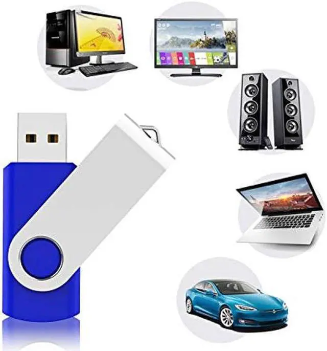 Alt view image 2 of 5 - Kexin Flash Drive 50Pcs 32GB USB Flash Drive Thumb Drive Memory Stick Pen Drive 32GB Flash Drive Swivel Jump Drive with Led Indicator - Blue