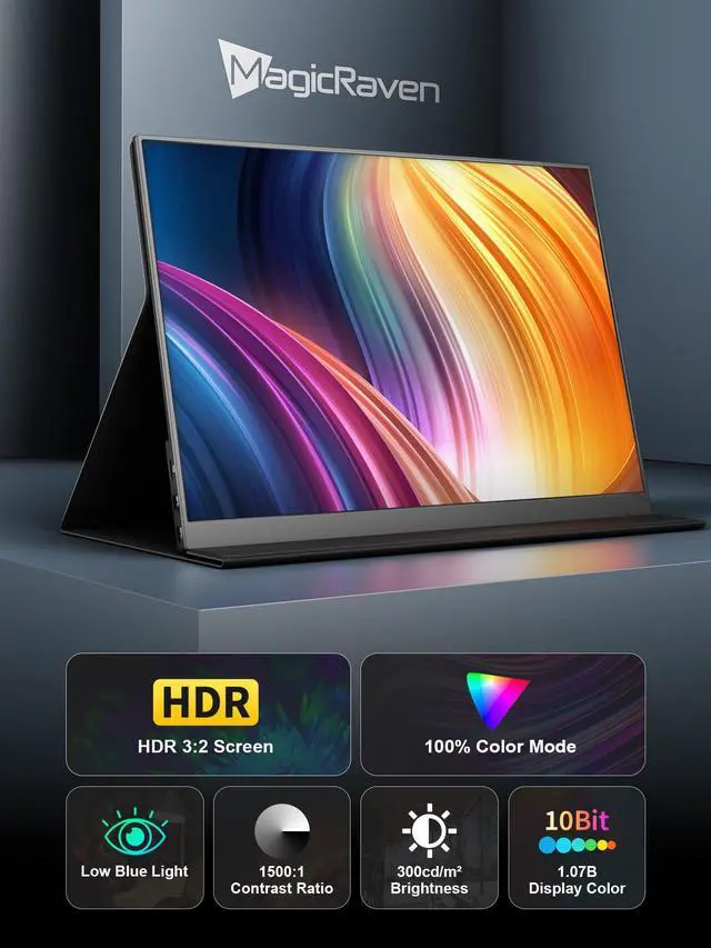 Alt view image 2 of 5 - 2.5K Portable Gaming Monitor, 16" 2520x1680 1500:1 IPS Laptop Monitor, Slim Lightweight USB C HDMI Computer Display, Gaming Screen with Speakers, Travel Monitor for Mac PC Phone PS4/5 Xbox Switch