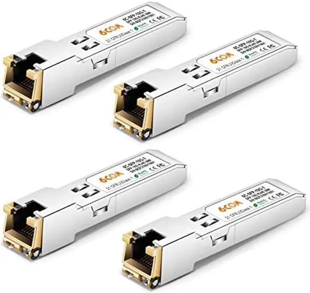 Main image of 6COM 4Pack 10GBase-T SFP+ Transceiver, 10G T SFP+ RJ45 Copper Module CAT.6a for Cisco SFP-10G-T-S, Ubiquiti UF-RJ45-10G, Fortinet, Netgear, D-Link, Supermicro, TP-Link, up to 30m