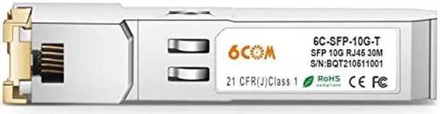 Alt view image 3 of 5 - 6COM 4Pack 10GBase-T SFP+ Transceiver, 10G T SFP+ RJ45 Copper Module CAT.6a for Cisco SFP-10G-T-S, Ubiquiti UF-RJ45-10G, Fortinet, Netgear, D-Link, Supermicro, TP-Link, up to 30m