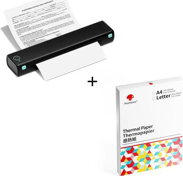 Main image of Phomemo M08F Thermal Portable Printer - Thermal Printer Paper 8.5 x 11 Inch