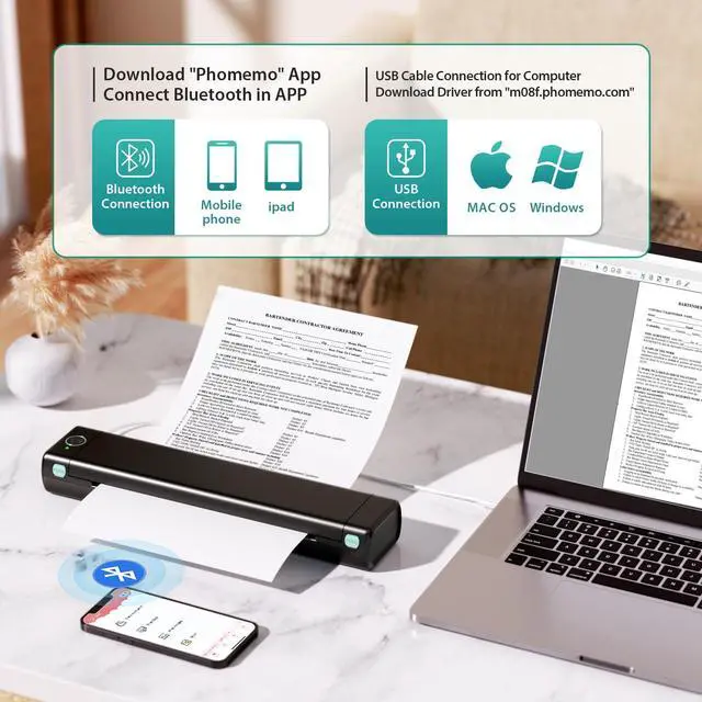 Alt view image 4 of 5 - Phomemo M08F Thermal Portable Printer - Thermal Printer Paper 8.5 x 11 Inch