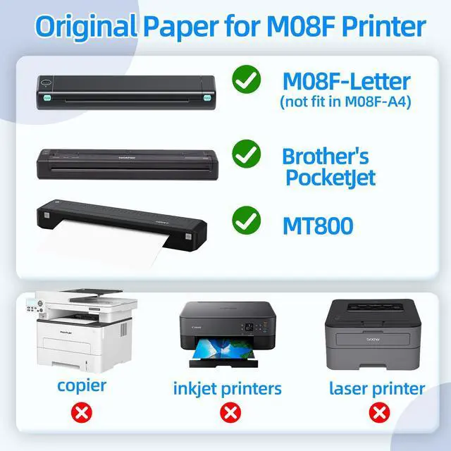 Alt view image 5 of 5 - Phomemo M08F Thermal Portable Printer - Thermal Printer Paper 8.5 x 11 Inch