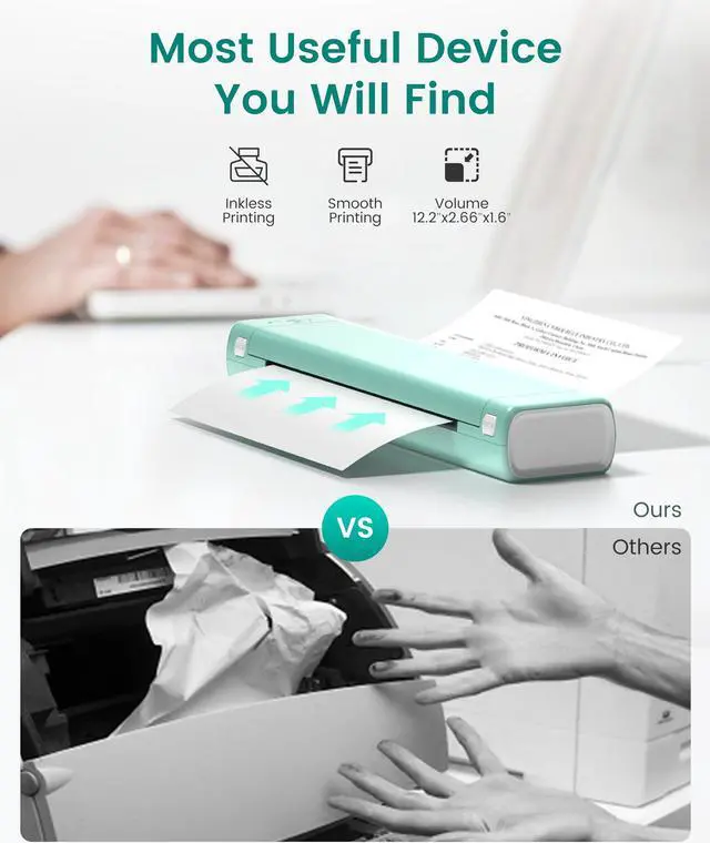 Alt view image 5 of 5 - Phomemo M08F Portable Thermal Printer & Case, Bluetooth Wireless Inkless Thermal Printers for Travel & Office Compatible with Android and iOS Phone & Laptop