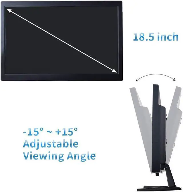Alt view image 3 of 5 - Cocar 18.5" CCTV Monitor, 16:9 BNC Monitor with YPbPr/BNC/VGA/HDMI/Audio Jack, TFT LCD Display for Home Security Systems Surveillance Camera STB PC VESA Wall Mounting 1336x768