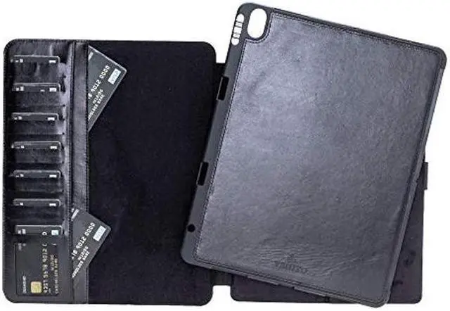 Main image of Venito Parma Magic Tablet Wallet Compatible with iPad Pro 12.9, 2018 (3rd Generation)- Handmade Leather Folio Stand Case (Black)