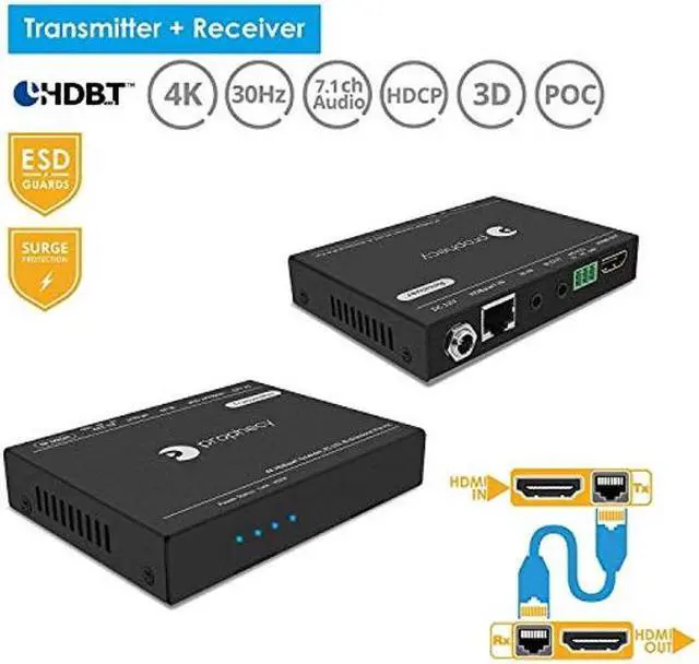 Alt view image 2 of 5 - gofanco Prophecy HDBaseT 4K HDMI Extender Over CAT5e/6/7 - 328ft(100m) @1080p, 230ft(70m) @UHD 4K/60Hz (4:2:0 8-bit) 4K/30Hz, Dual IR, RS-232, CEC, PoC, HDMI 1.4, HDCP 2.2/14 (PRO-HDbaseT-RS100)