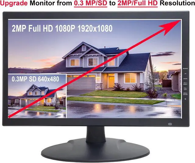 Alt view image 5 of 5 - 1stPV 18.5" 16:9 Wide Screen Security Monitor with HDMI VGA & BNC Inputs and BNC Output Audio Video Display Built-in Speakers, Work with Analog Security Cameras Directly in Addition to DVR/NVR & PC