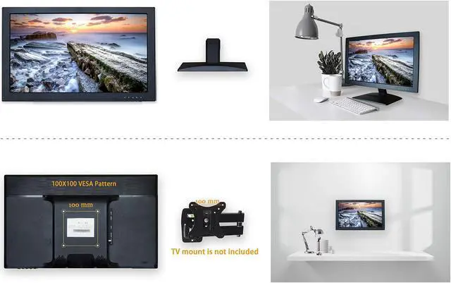 Alt view image 5 of 5 - SVD 18.5 inch Security Monitor Professional, CCTV Monitor with HDMI VGA/BNC/USB Video Input, Computer Monitor Ultra Thin, LED Security Monitor for DVR Home Office Surveillance Security System, Black
