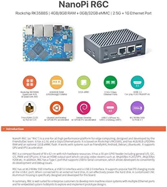 Alt view image 2 of 5 - youyeetoo NanoPi R6C Mini Router with Metal Case and PD Power, RK3588S, 2.5G+1 Gbps Ethernet Ports/HDMI 2.1, Support OpenWRT/Docker for VPN NAS IOT Smart Home Gateway (8GB LPDDR4X 32GB eMMC)