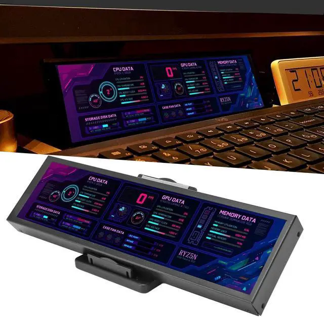 Alt view image 2 of 5 - Computer Temp Monitor, 8.8 Inch USB C Mini Screen, AIDA64 PC Temperature Display, CPU GPU SSD Data Monitor, PC Sensor Panel for Desktop Gaming (Black)