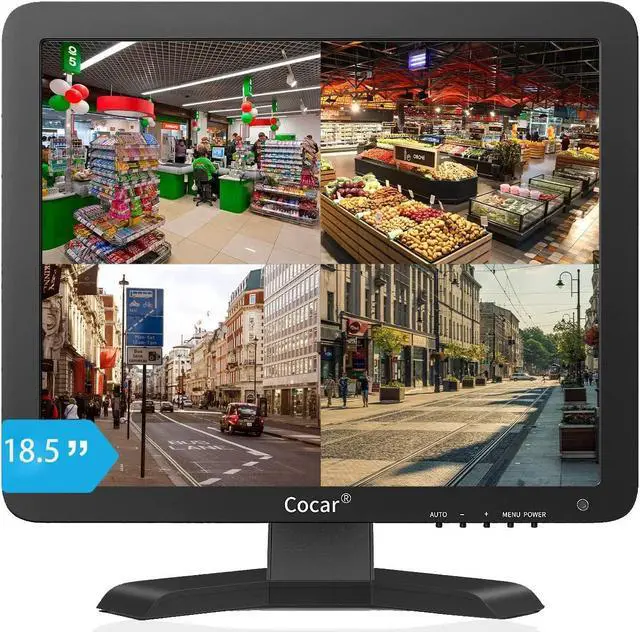 Main image of Cocar 18.5" CCTV Monitor 16:9 BNC Monitor with YPBPR/BNC/VGA/HDMI/Audio in Out, 1336x768 TFT LCD Display for Home Security Systems Surveillance Camera STB 75x75 VESA Wall Mounting