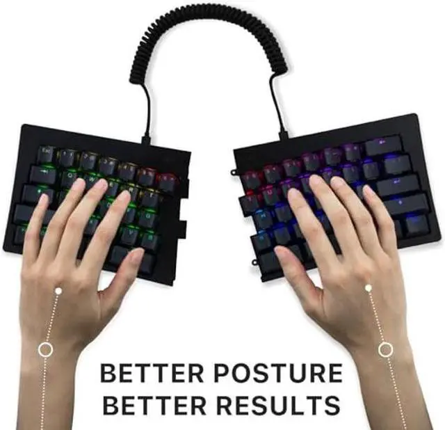 Alt view image 5 of 5 - BAROCCOMiSTEL MD600 Alpha BT RGB Black TKL Ergonomic Mechanical Keyboard, 60% Split-Alice Layout, PBT Double Shot Keycap (Transparent), Bluetooth5.0, Mac/Windows OS Compatible -Gateron G Pro Yellow