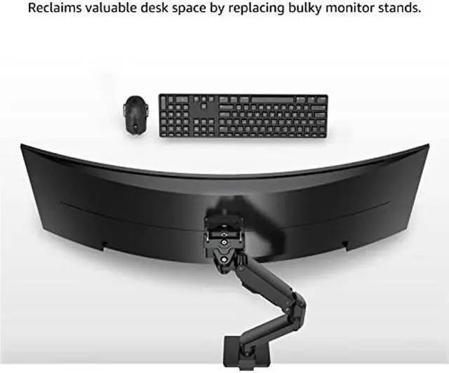 Alt view image 2 of 5 - Heavy Duty Aluminum Single Gas Spring Monitor Arm Suit for Flat/Ultrawide/Cruved Monitor 34-49 inch and New 57 inches Screen Weight Capacity up to 44lbs,Black