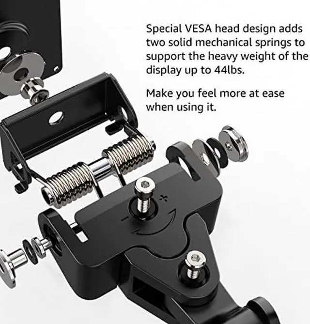 Alt view image 3 of 5 - Heavy Duty Aluminum Single Gas Spring Monitor Arm Suit for Flat/Ultrawide/Cruved Monitor 34-49 inch and New 57 inches Screen Weight Capacity up to 44lbs,Black