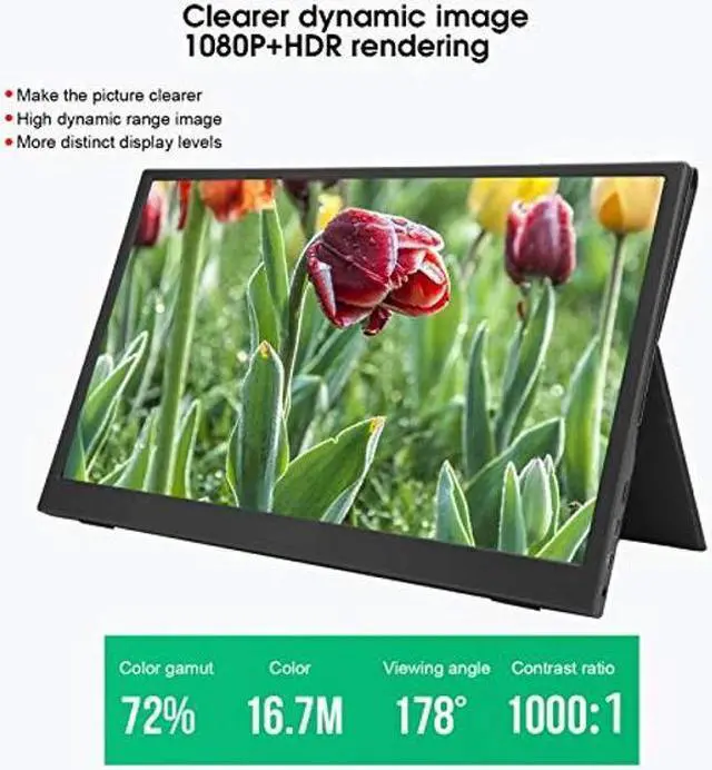 Alt view image 2 of 5 - ciciglow Portable Monitor,15.6inch 1080P HDR USB C Laptop Monitor HDMI Computer Display IPS Ultrathin Gaming Monitor,External Monitor for Laptop PC Phone PS4 Xbox Switch