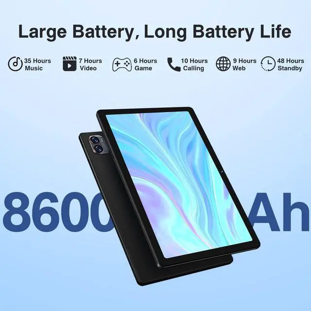 Alt view image 5 of 5 - MEBERRY Tablet Android 13 2K Screen Tablet 10.36 Inch, Tablet 16GB RAM + 256GB ROM + TF 1TB / 2000 x 1200 Pixels / 5G WiFi / 8600 mAh / 5MP + 13MP,Tablet with Mouse and Keyboard Black