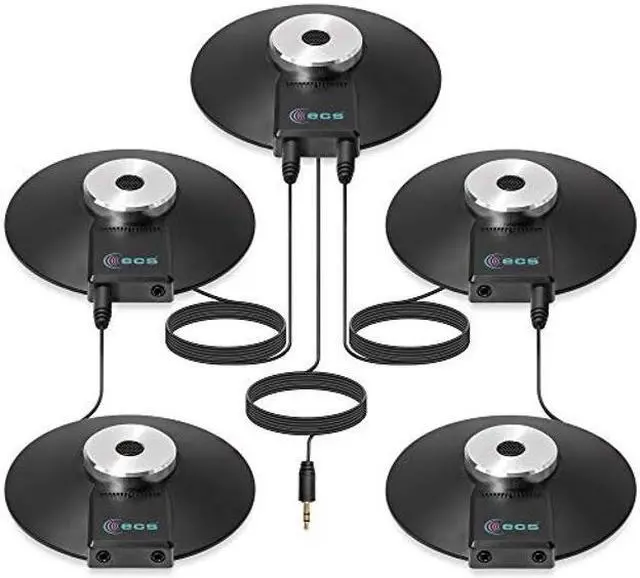 Main image of ECS WordForum 3.5mm TRS 360deg Omnidirectional Stereo Conference Microphone for PC - with Daisy Chain Option, Condenser Mic for Teleconferencing - 5 Pack