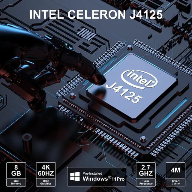 Alt view image 2 of 5 - AIOEXPC Mini Computer Stick with Windows 11 Pro Intel Celeron J4125 8GB DDR4 256GB SSD PC Stick Support UHD 4K 60Hz WiFi 2.4G/5G Gigabit Ethernet BT 4.2