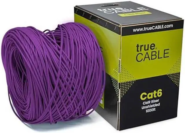Alt view image 3 of 5 - trueCABLE Cat6 Riser (CMR), 1000ft, Purple, 23AWG 4 Pair Solid Bare Copper, 550MHz, PoE++ (4PPoE), ETL Listed, Unshielded Twisted Pair (UTP), Bulk Ethernet Cable