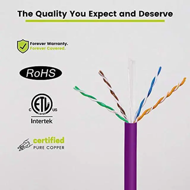 Alt view image 5 of 5 - trueCABLE Cat6 Riser (CMR), 1000ft, Purple, 23AWG 4 Pair Solid Bare Copper, 550MHz, PoE++ (4PPoE), ETL Listed, Unshielded Twisted Pair (UTP), Bulk Ethernet Cable