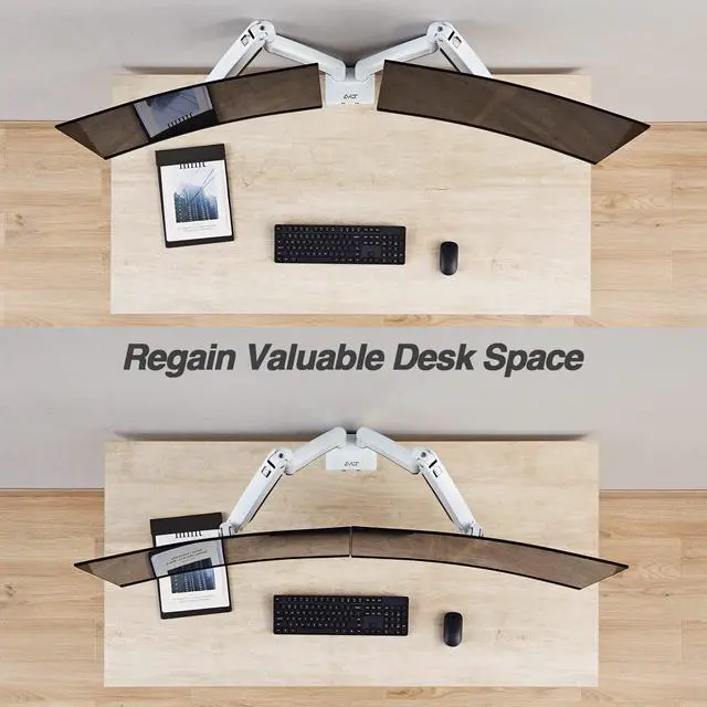 Alt view image 2 of 5 - AVLT Dual 13"-43" Monitor Arm Desk Mount fits Two Flat/Curved Monitor Full Motion Height Swivel Tilt Rotation Adjustable Monitor Arm - White/VESA/C-Clamp/Grommet/Cable Management