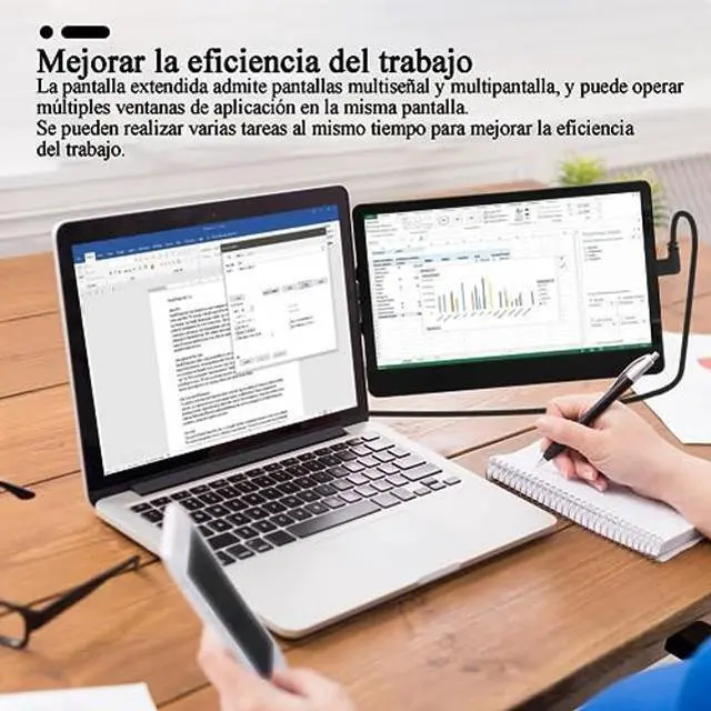 Alt view image 3 of 5 - [(US Warehouse)]  14.1" Laptop Screen Extender, FHD IPS Portable Monitor, 360 Rotatable Dual Monitor for Laptop, Laptop Monitor Extender Connected with Type-c/hdmi, Support PC/Mobile Phone