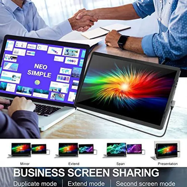 Alt view image 5 of 5 - [(US Warehouse)]  14.1" Laptop Screen Extender, FHD IPS Portable Monitor, 360 Rotatable Dual Monitor for Laptop, Laptop Monitor Extender Connected with Type-c/hdmi, Support PC/Mobile Phone