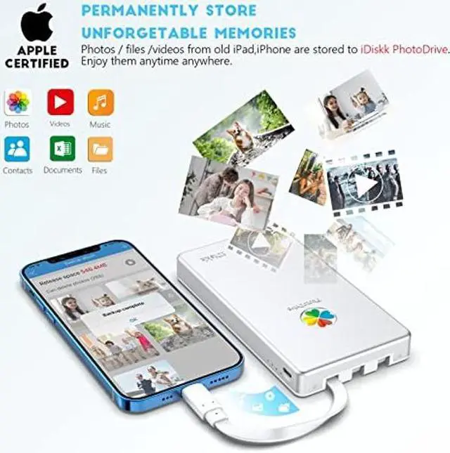 Alt view image 2 of 5 - iDiskk Mfi Certified 4TB External Hard Drive for iPhone iPad (All Models) Android Mobile,MacBook and Windows PC, Photo Storage Photo Stick Drive to Bacukp Photos/Videos,Files,Photo Backup Storage