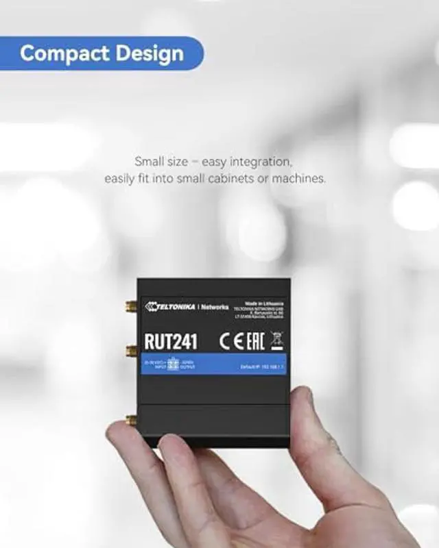Alt view image 4 of 4 - Teltonika RUT241098000 (US Version) Industrial 4G LTE Cellular Router, 4G LTE Wi-Fi Router, Automatic failover, Advanced VPN, Certified by Verizon/AT&T/T-Mobile