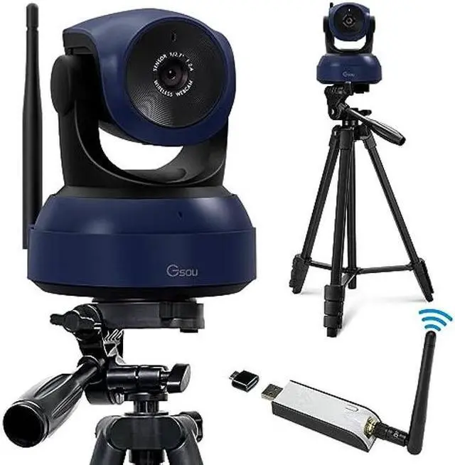 Main image of Gsou Wireless Webcam,1080P HD Video Calling and Streaming Camera,Plug and Play,Adjustable Field of Angle Computer Camera for PC/Mac/Laptop/MacBook,Works with Zoom,Meets,Skype,Teams(with Tripod Stand)