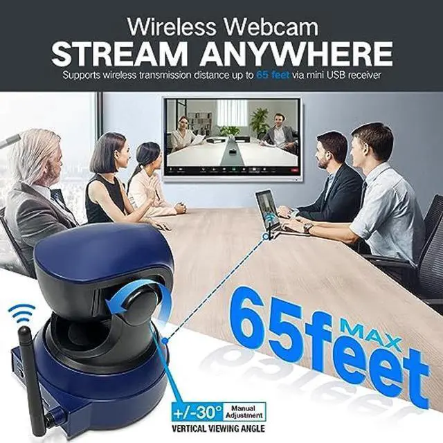 Alt view image 3 of 4 - Gsou Wireless Webcam,1080P HD Video Calling and Streaming Camera,Plug and Play,Adjustable Field of Angle Computer Camera for PC/Mac/Laptop/MacBook,Works with Zoom,Meets,Skype,Teams(with Tripod Stand)