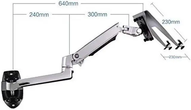 Alt view image 4 of 5 - XSJ8012WT Aluminum Alloy Mechanical Spring Arm Wall Mount Laptop Holder Full Motion Laptop Mount Arm Monitor Holder Laptop Stand (Black)