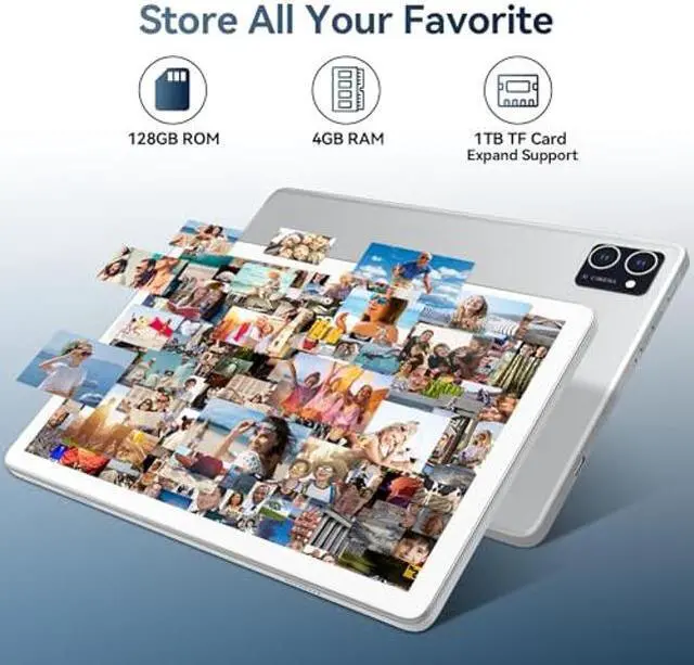 Alt view image 3 of 5 - Tablet 2024 Newest Android Tablet 10 inch, Octa-Core 5G WiFi Tablet with Keyboard, 128GB + 4GB + 1TB Expandable Storage, Large Touch-Screen Tablet, 13MP Dual Camera/Bluetooth/GPS/HD Display/Mouse/Case