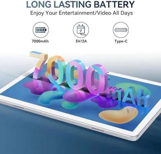 Alt view image 5 of 5 - Tablet 2024 Newest Android Tablet 10 inch, Octa-Core 5G WiFi Tablet with Keyboard, 128GB + 4GB + 1TB Expandable Storage, Large Touch-Screen Tablet, 13MP Dual Camera/Bluetooth/GPS/HD Display/Mouse/Case