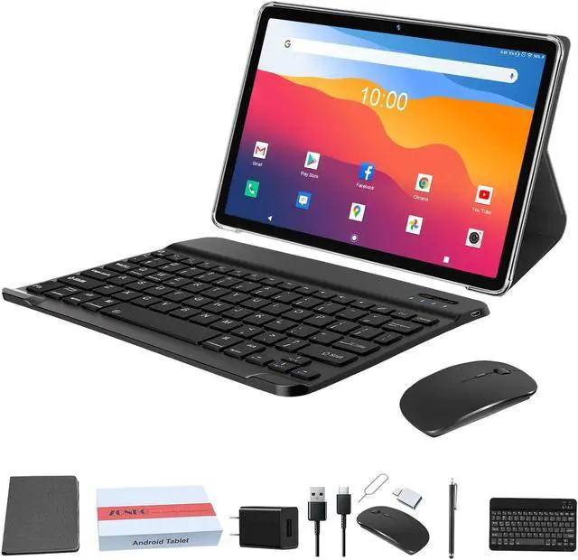 Main image of 2024 Newest 2 in 1 Tablet 128GB Storage+1TB Expand 10 inch Tablets, 2.4G&5G WIFI Tablet PC, Android 12 Tablet with Keyboard, Octa Core HD Touchscreen 13MP Dual Camera GMS Tablet with Case Mouse (Gray)
