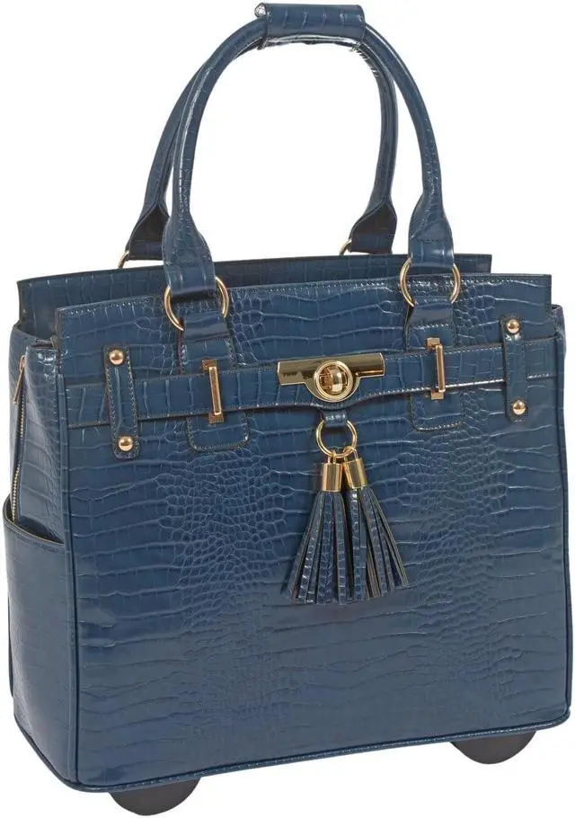 Main image of JKM & Company Rolling Laptop Bag for Women | Designer Wheeled Briefcase | Fits 13-17" Laptops | Office Travel Computer Case (Riviera (Blue))