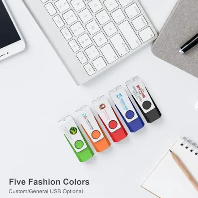 Alt view image 5 of 5 - Wooolken 100 Pack 8GB USB 2.0 Flash Drives Bulk with Lanyards Swivel Pen Drive Thumb Drive with LED Light,Ideal for Weddings,Office, School, Data Storage Backup