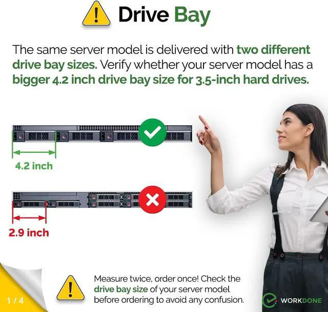 Alt view image 2 of 5 - WORKDONE 12-Pack - 3.5" Hard Drive Caddy - Compatible for Dell PowerEdge Selected 14-15th Gen. Servers - with Detailed Setup Manual - Front Sticker Labels - Screwdriver - Strong Tray Screws