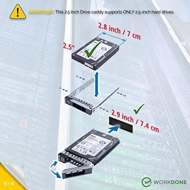 Alt view image 4 of 5 - WorkDone 12-Pack 2.5" Drive Caddy - Compatible for Dell PowerEdge Servers - 14th Gen R440 R640 R740 R740xd R840 R940 R6415 R750xs XE8545 XC - Sticker Labels - Bright LED Tray - Setup Manual
