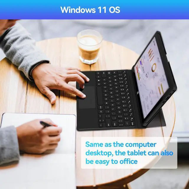 Alt view image 4 of 5 - A DREAMER Windows 11 Tablet with Keyboard: 8GB+128GB SSD Tablet with Case, Intel CPU, Docking Keyboard, (Micro HDMI+Type C USB Slot), 5G Dual WiFi, 10.1inch Tablet with Keyboard and Case 3-in-1