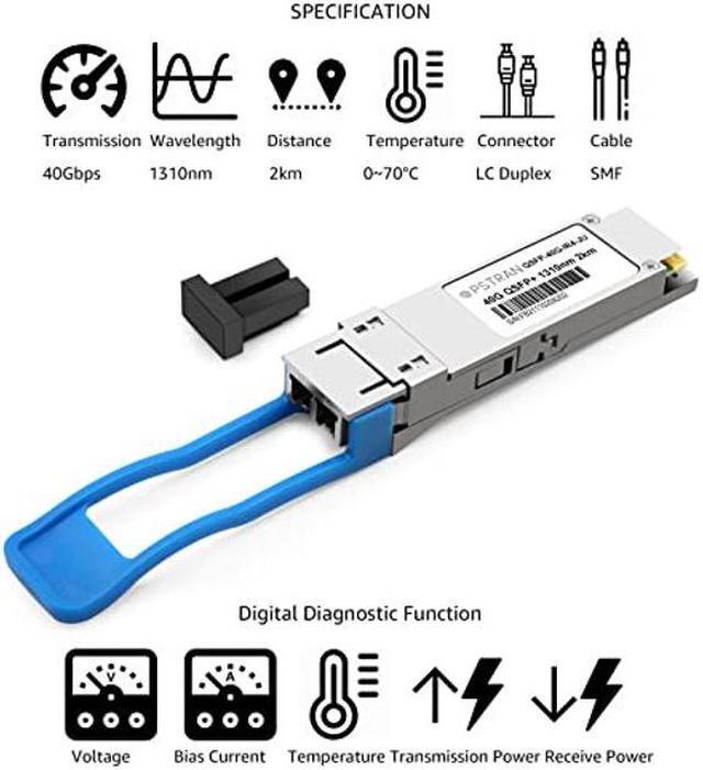 Alt view image 2 of 5 - 40G QSFP+IR4 for Juniper JNP-QSFP-40GE-IR4 40GBASE-IR4 QSFP+ Optical Transceiver Module SMF 1310nm (CWDM4) 2km LC DOM